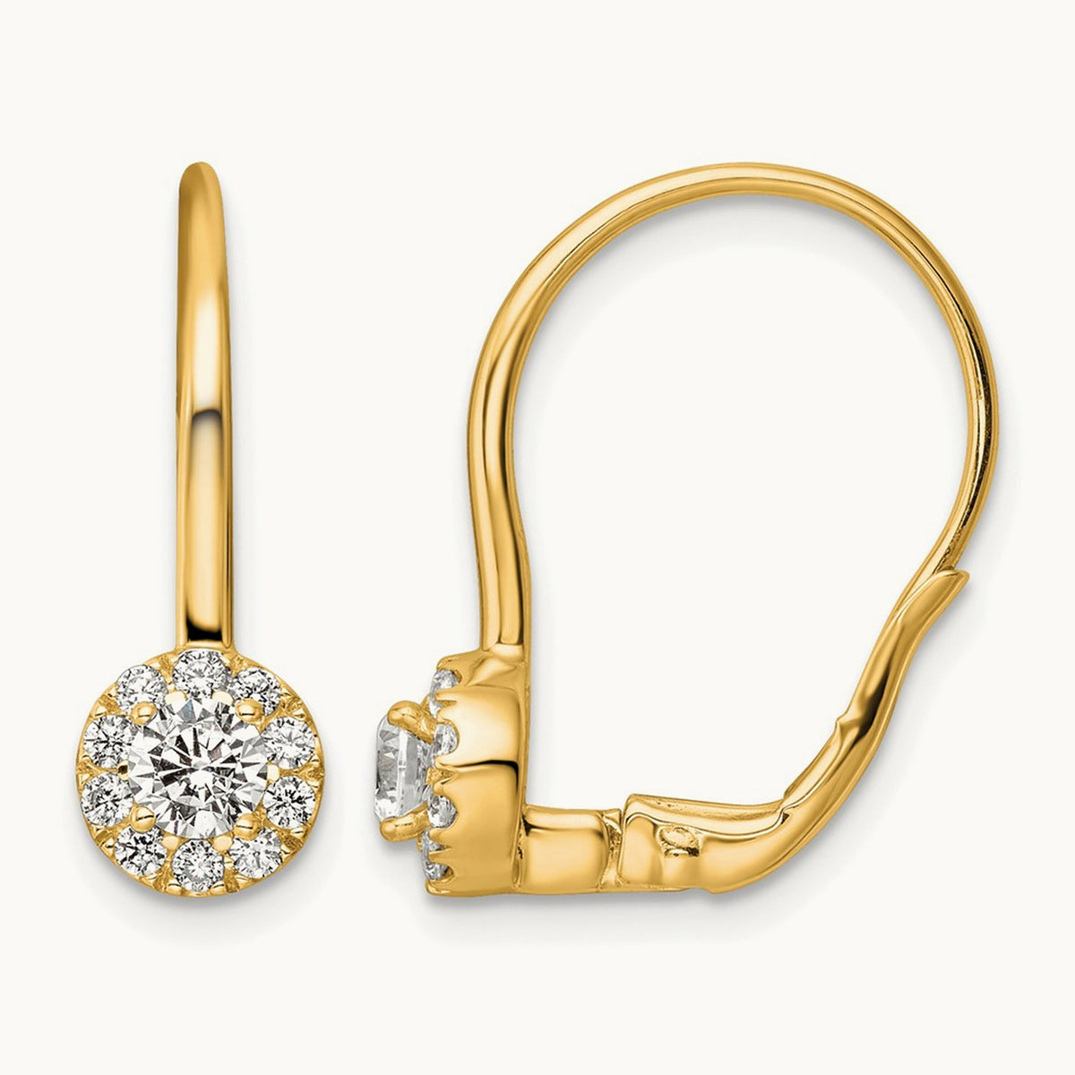 Drop Leverback Earrings, 0.75-1.50 ct tw Lab-Grown Diamond — 3/4 ct, 14K Yellow Gold