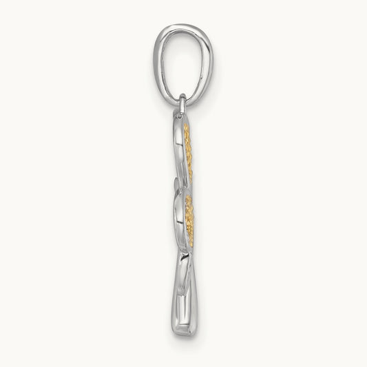 Polished Fancy 3 Leaf Clover Charm, 14K with White Rhodium