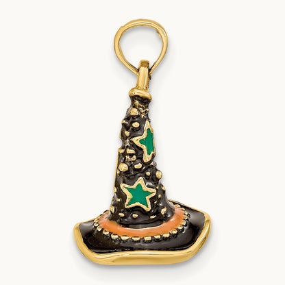 w/ Enamel 3-D Witch's Hat (Halloween) Charm, 14K