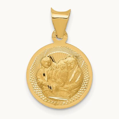 Polished and Diamond-cut Baptism Circle Pendant — 19mm