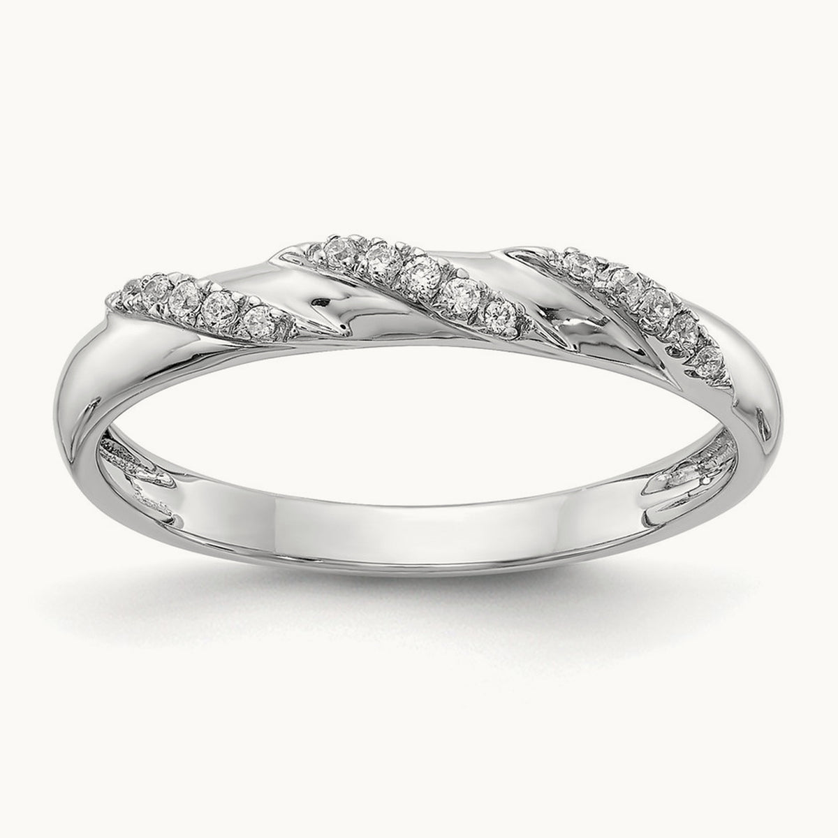 Complete Diamond Trio Ladies Wedding Band, 14K White Gold