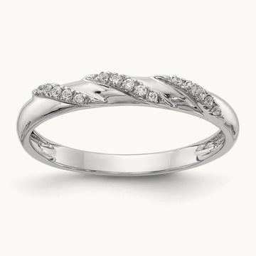 Complete Diamond Trio Ladies Wedding Band, 14K White Gold