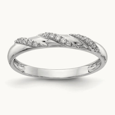 Complete Diamond Trio Ladies Wedding Band, 14K White Gold