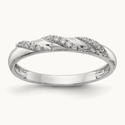 Complete Diamond Trio Ladies Wedding Band, 14K White Gold