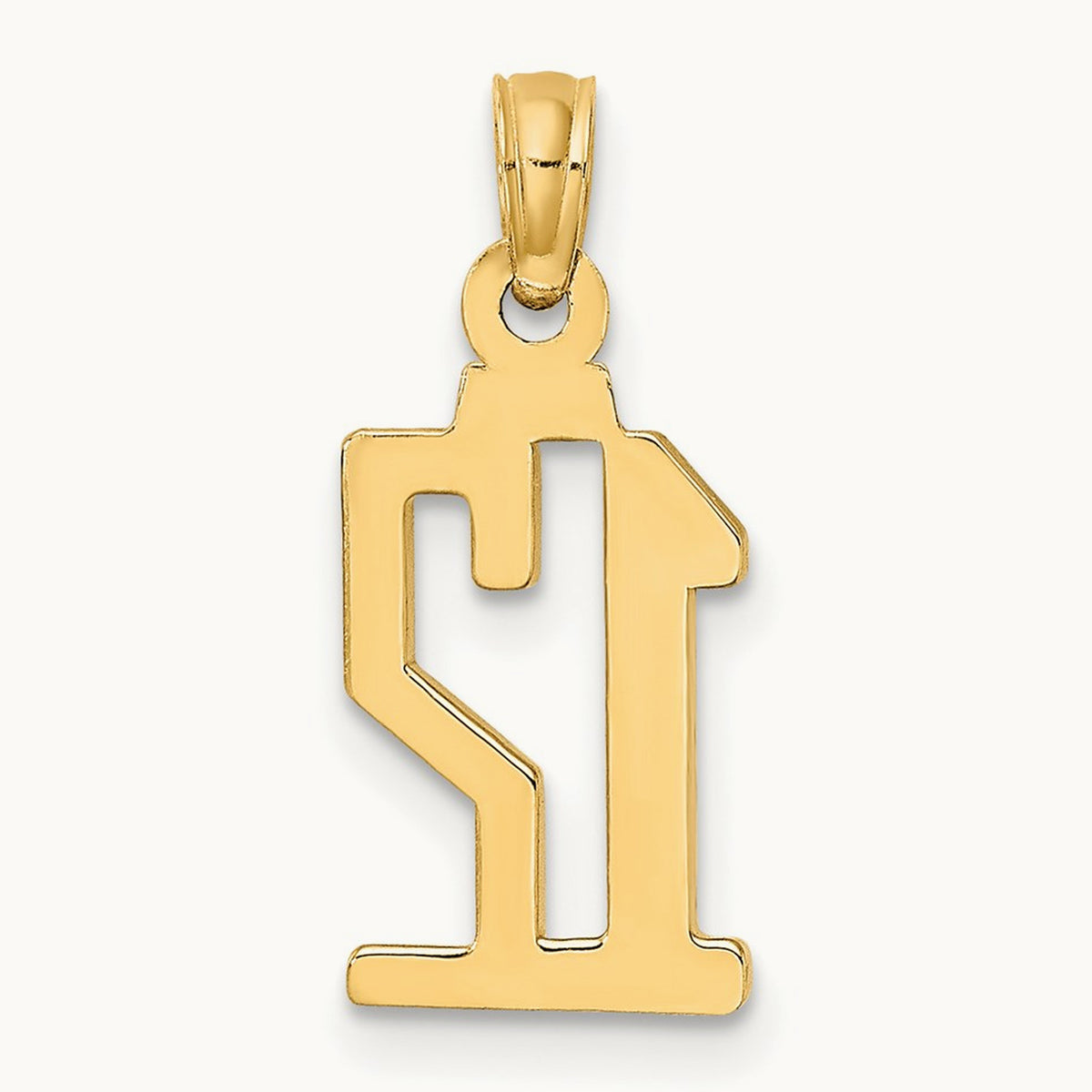 Polished Number 12 Pendant — 14K Yellow Gold, 16.4mm