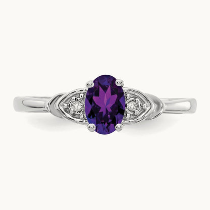 Amethyst and Diamond Ring, 14K White Gold