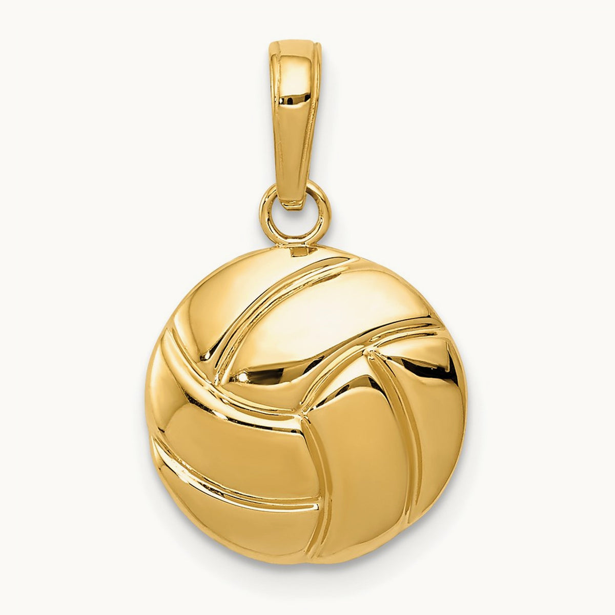 Polished Volleyball Pendant — 14K Yellow Gold
