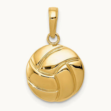 Polished Volleyball Pendant — 14K Yellow Gold
