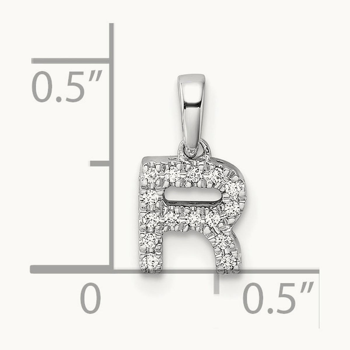 Diamond Initial with Bail Pendant — 14K White Gold, R