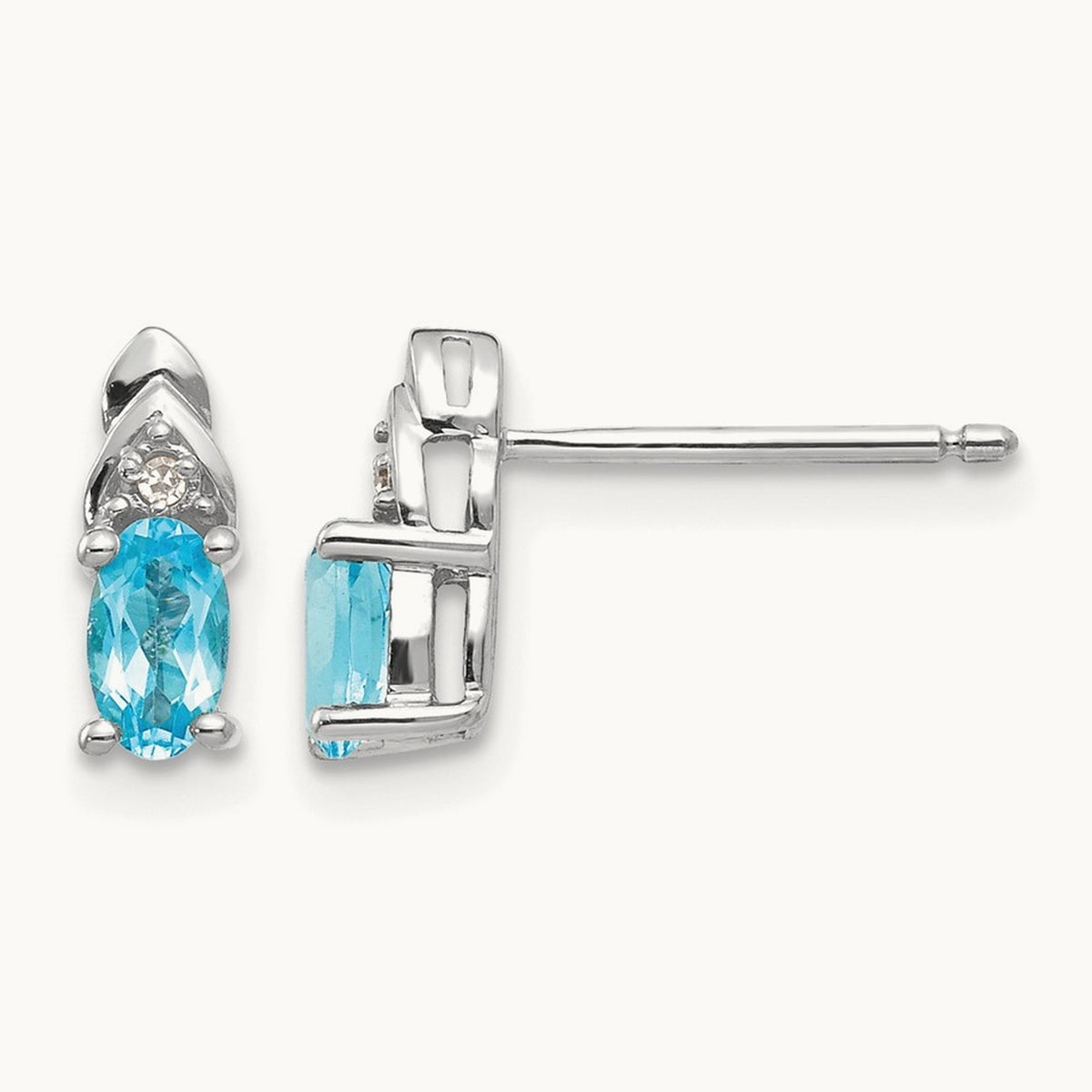 Blue Topaz and Diamond Post Earrings — photo set