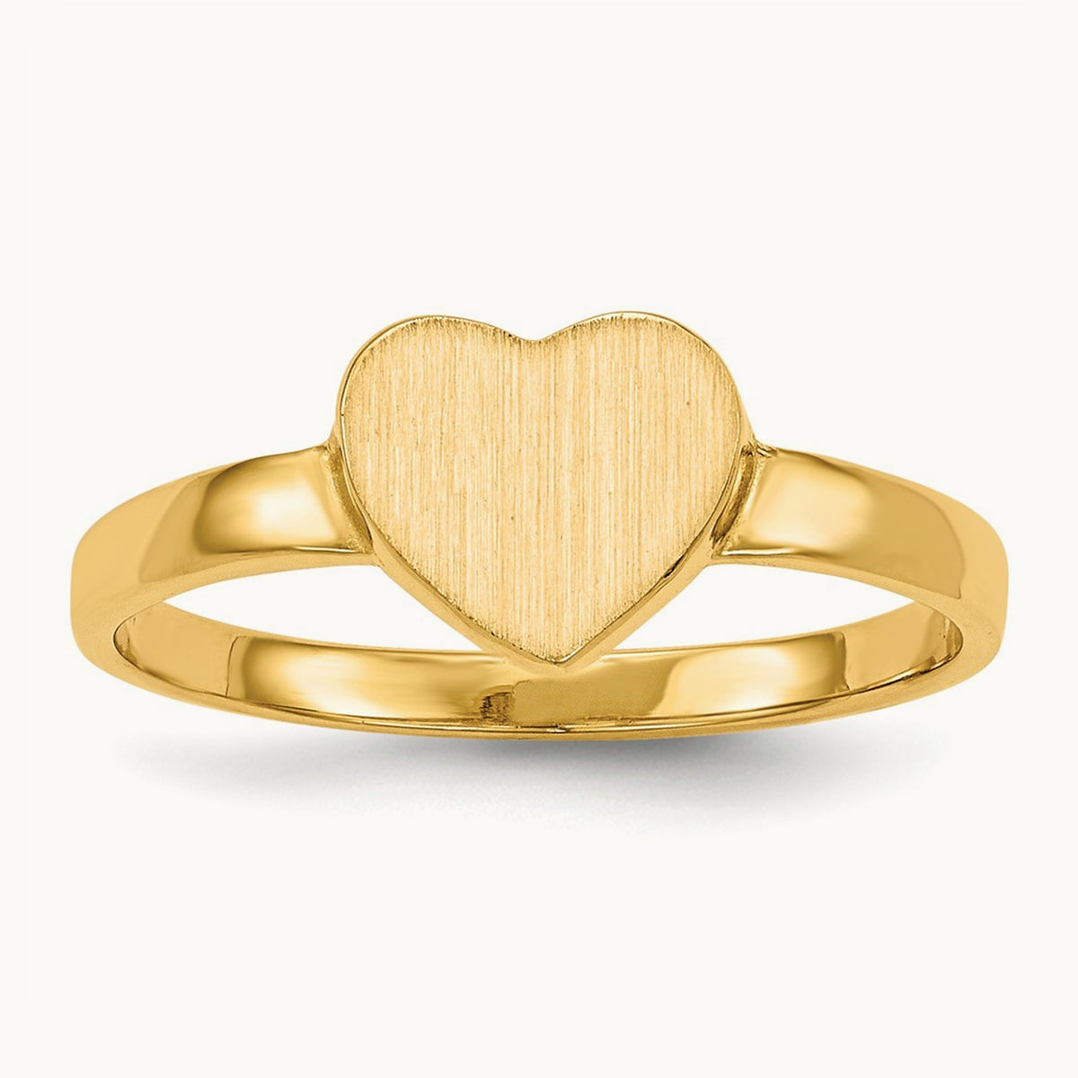 Open Back Heart Signet Ring — 14K Yellow Gold, 7.5x6.5mm