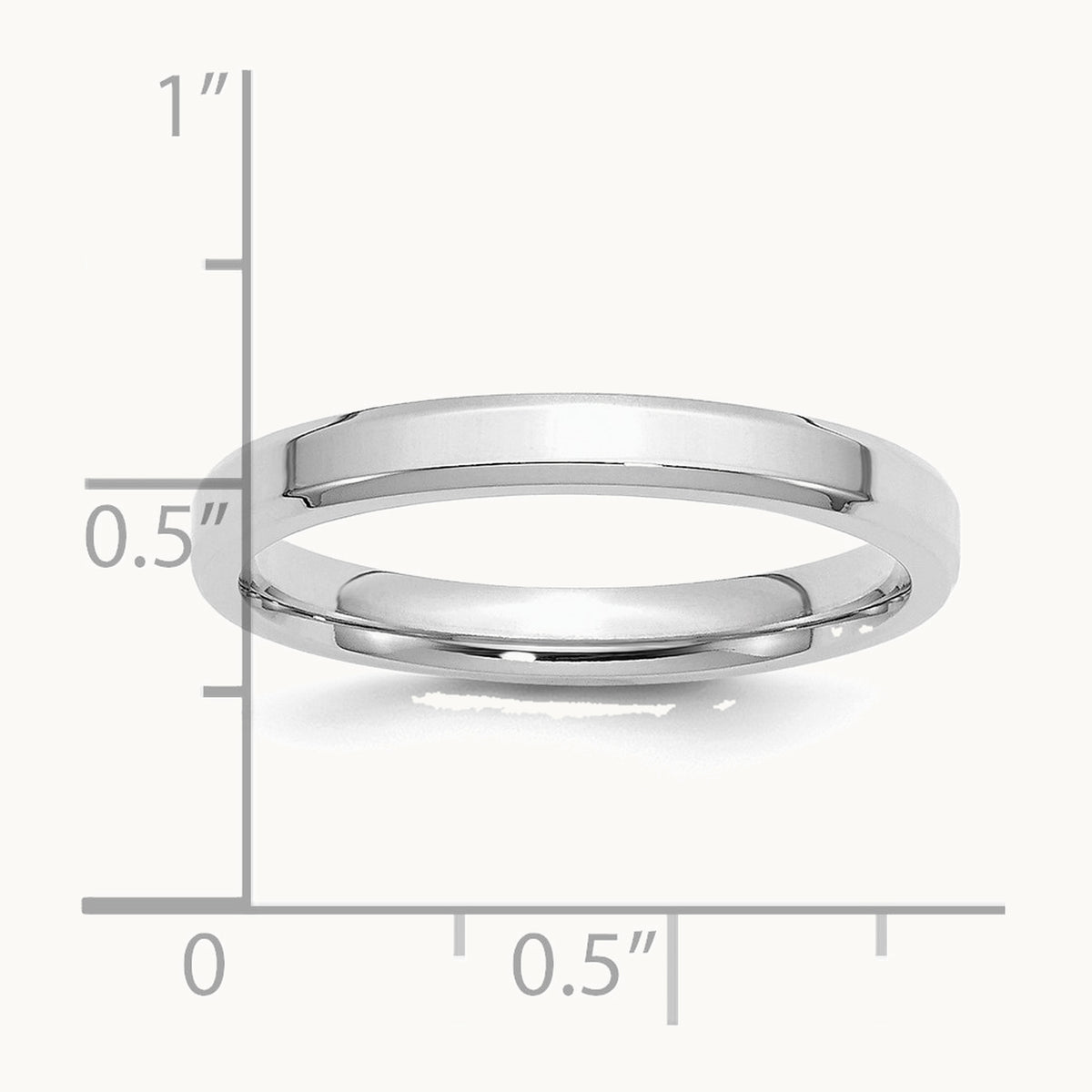 Sterling Silver Rhodium-plated 3mm Bevel Edge Band
