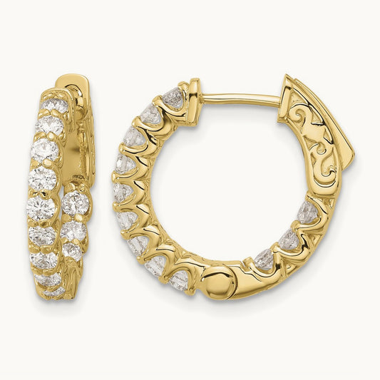 1.2ct 24- Round Hoop w/ Safety Clasp Diamond Earrings, 2.3mm, 14K
