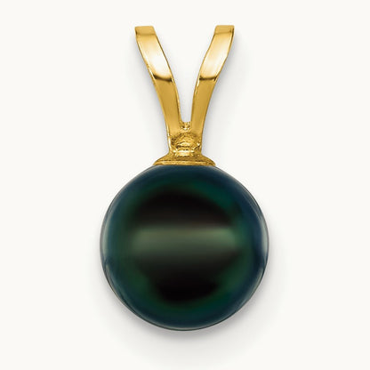 6- Black Saltwater Akoya Cultured Pearl Pendant, 7mm, 14K Gold