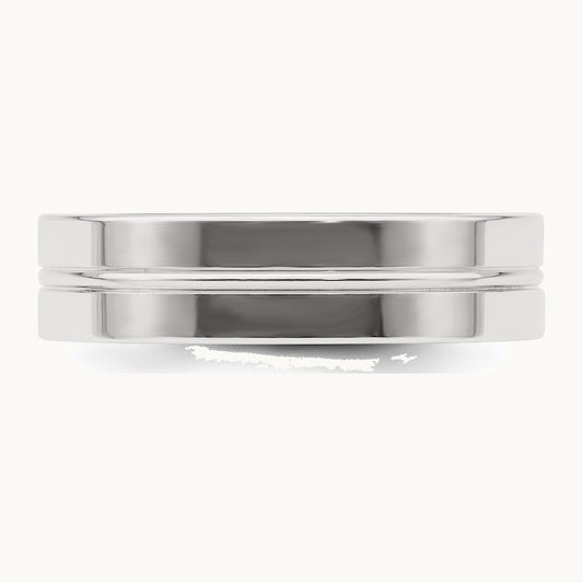 Sterling Silver 6mm Polished Flat Grooved Center Fancy Band
