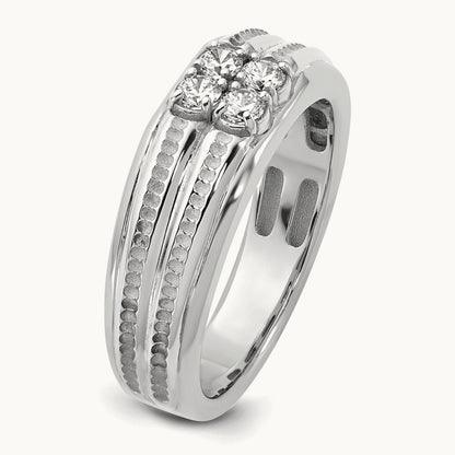 Setting: IB Goodman Men's Polished 4-Stone Diamond Ring Mounting, 14K Gold — 14K White Gold