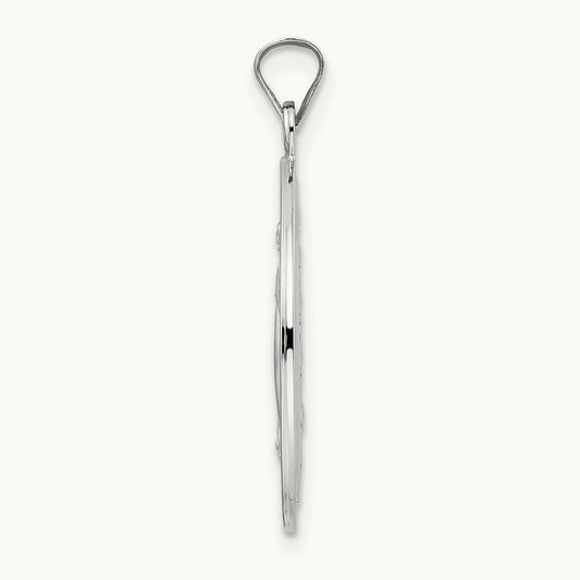 Polished Miraculous Solid Medal Pendant, 14K White Gold