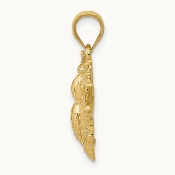 Solid Open-Backed Bee Pendant, 14K