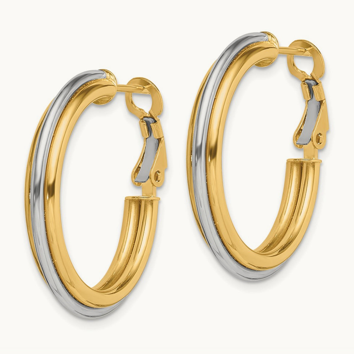 Polished Omega Back Hoop Earrings — 28mm