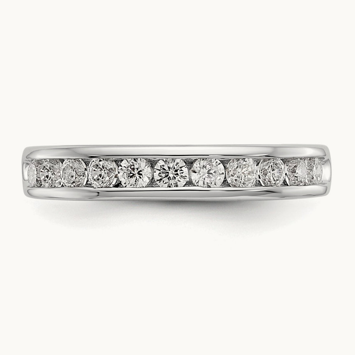 11-Stone Diamond Channel Band, 14K White Gold