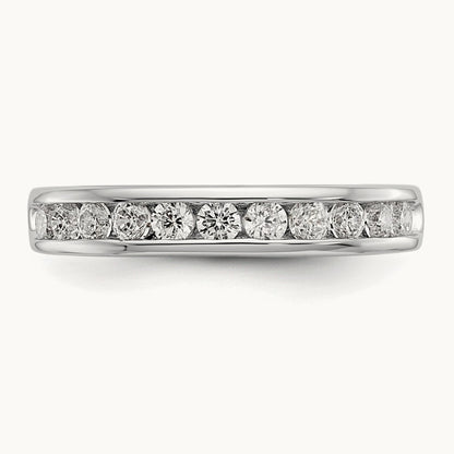 11-Stone Diamond Channel Band, 14K White Gold