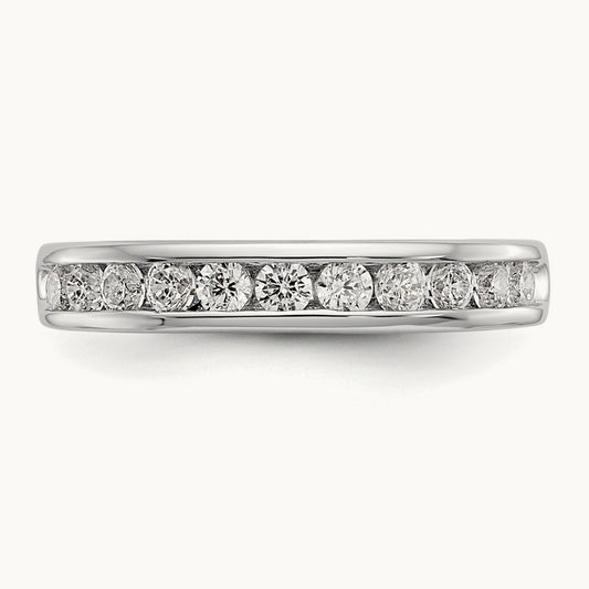 11-Stone Diamond Channel Band, 14K White Gold