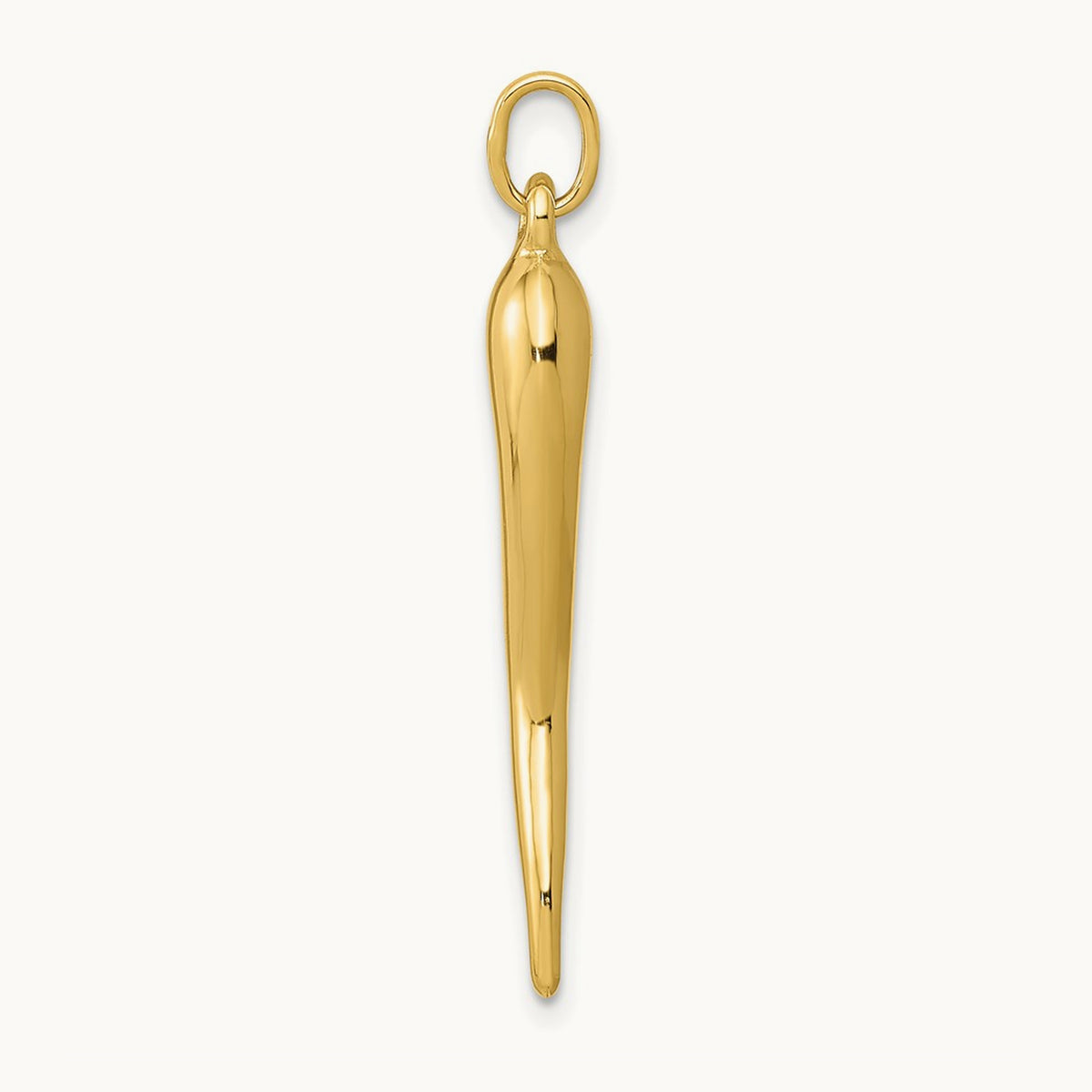 3D Italian Horn Charm — 14K Yellow Gold, 35mm