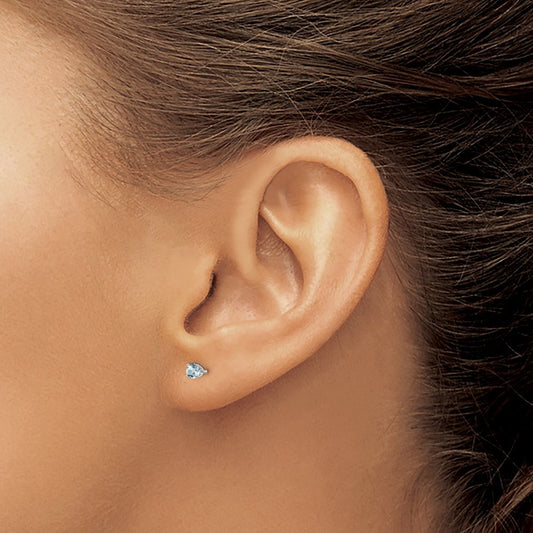 Aquamarine Stud Earrings — 3mm