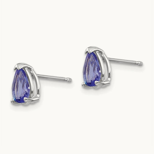 Tanzanite Earrings, 14K White Gold
