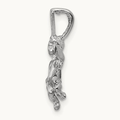 3D White Gold Satin Angel Pendant, 14K