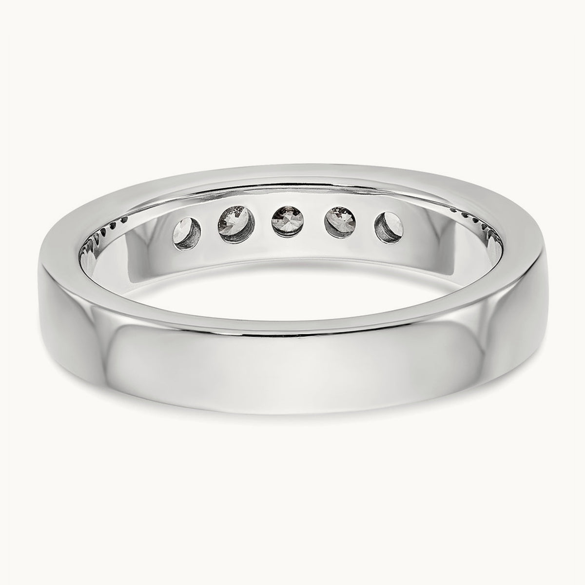 5-Stone Diamond Channel Band, 14K White Gold
