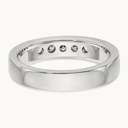 5-Stone Diamond Channel Band, 14K White Gold