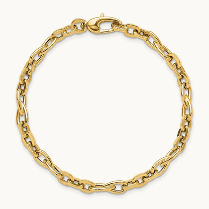 7.5in Polished Fancy Link Bracelet — 14K Yellow Gold