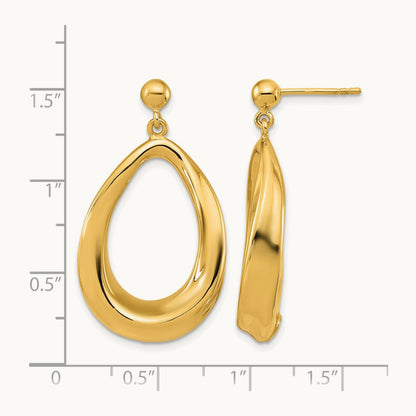 Polished Post Dangle Earrings, 14K — Leslie's