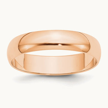Lightweight Half Round Band, 5mm, 10K Rose Gold