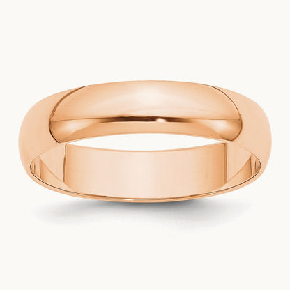 Lightweight Half Round Band, 5mm, 10K Rose Gold