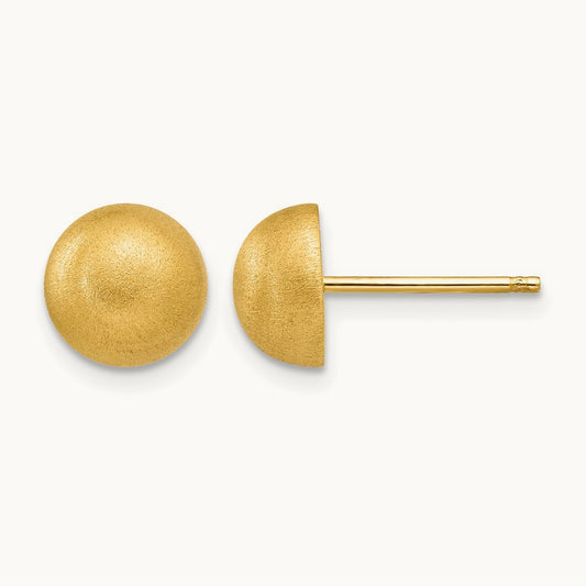 Hollow Satin Half Ball Post Earrings — 8.00mm