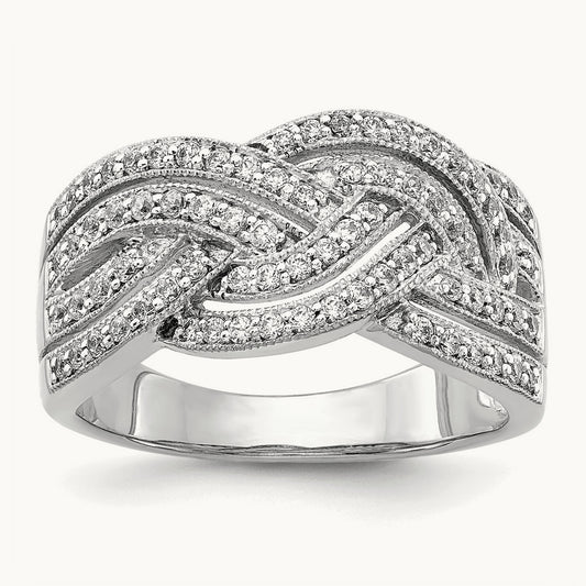 Woven Diamond Ring, 14K White Gold