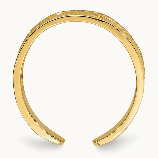 Adjustable Scroll Pattern Toe Ring, 14K