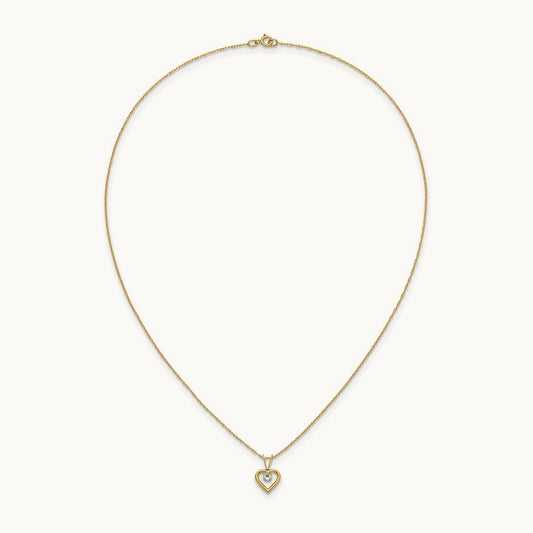 Madi K Aquamarine Heart Birthstone Necklace, 3mm, 14K