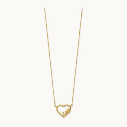 Polished Open Heart LOVE 17IN Plus .5 IN Ext. Necklace, 14K