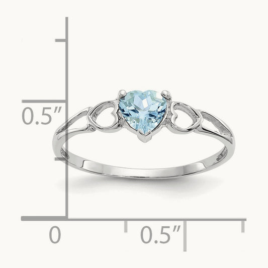 Aquamarine Birthstone Ring, 14K White Gold