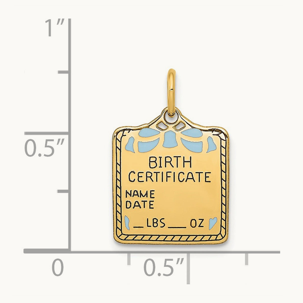 Enameled Blue Engravable Birth Certificate Charm — 20mm