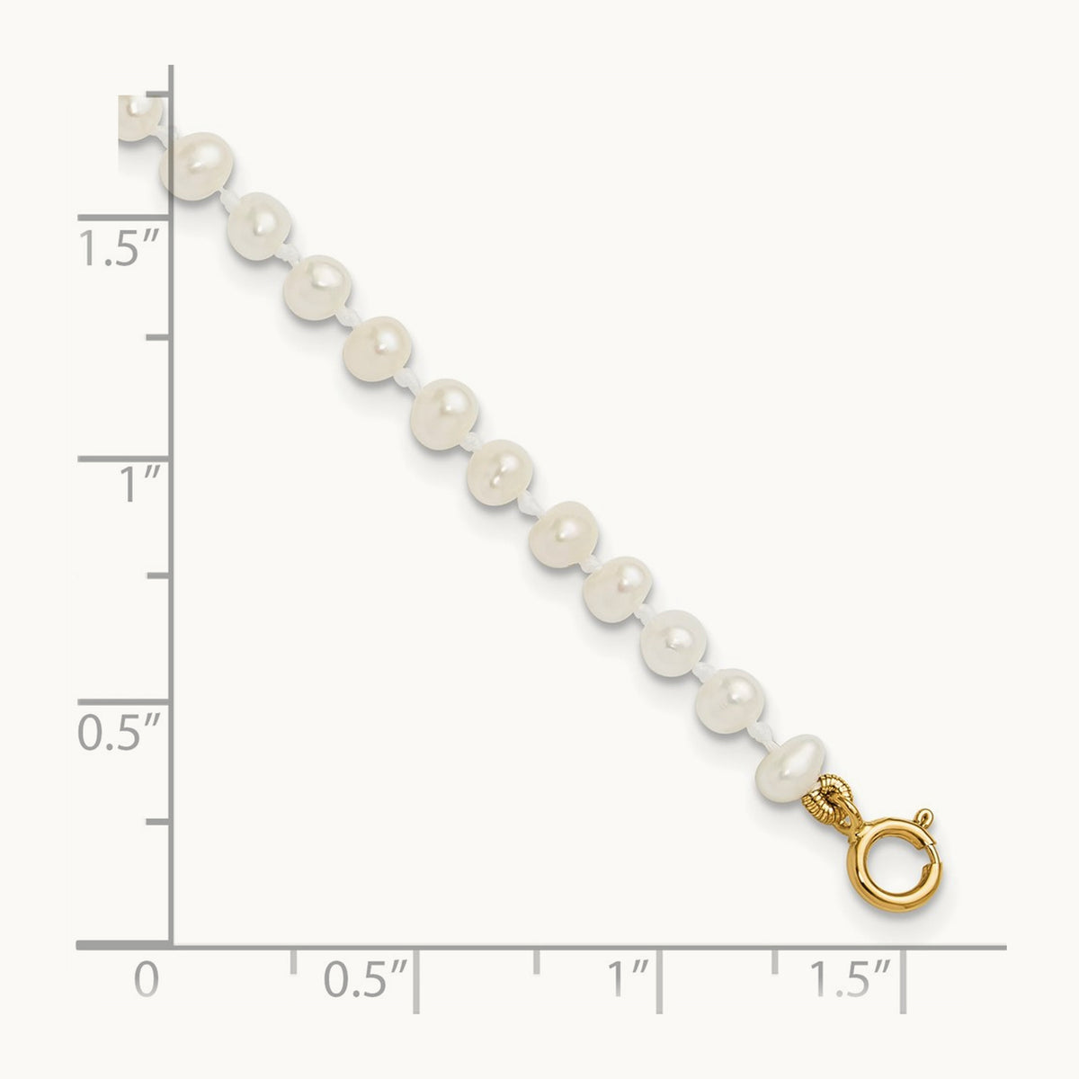 Madi K 3- White Egg Shape FW Cultured Pearl Bracelet, 4mm, 14K