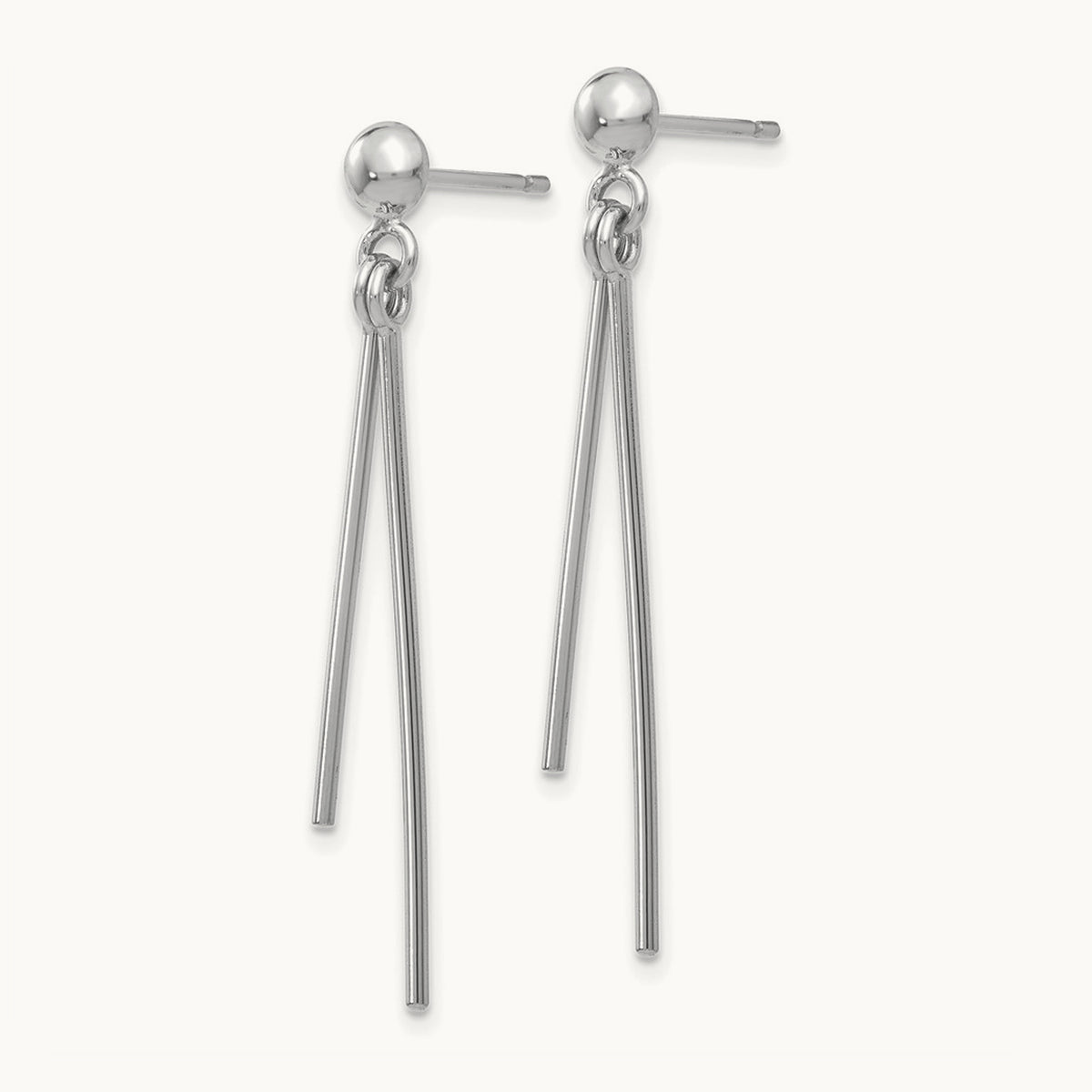 Polished Post Dangle Earrings — 14K White Gold