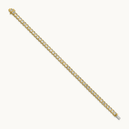 Emerald Bezel Tennis Bracelet, 6.50 ct tw Lab-Grown Diamond — 14K Yellow Gold