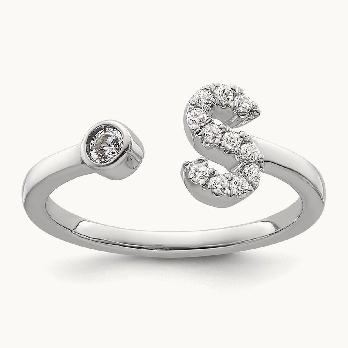 Initial S Adjustable Ring, 0.15 ct tw Lab-Grown Diamond