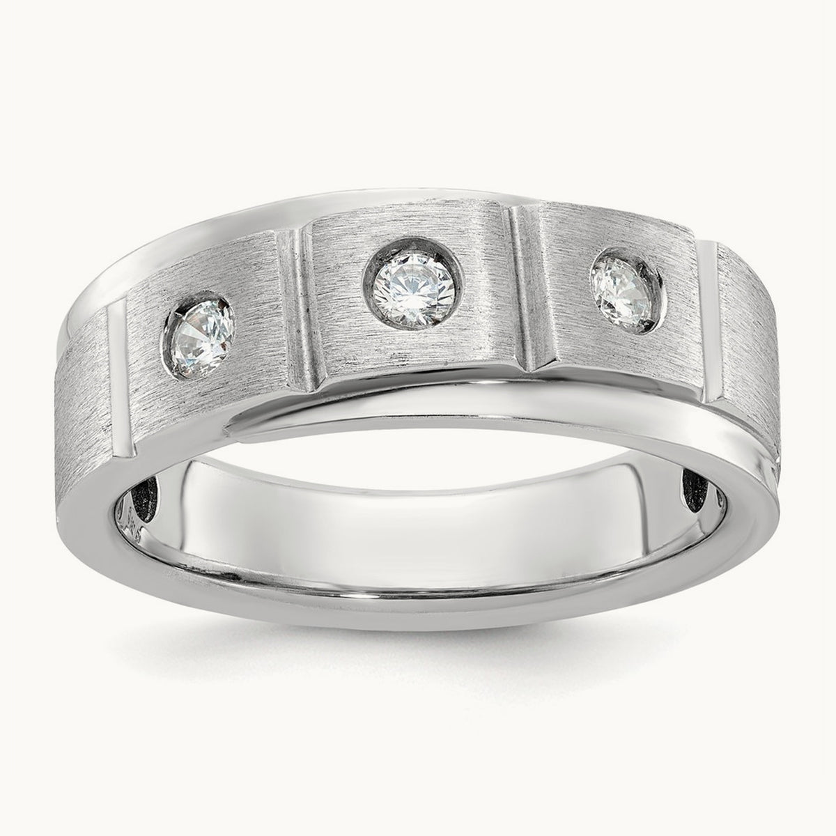 IBGoodman Men's Polished/Satin Diamond Complete Ring, 14K White Gold