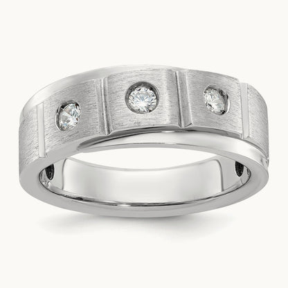 IBGoodman Men's Polished/Satin Diamond Complete Ring, 14K White Gold
