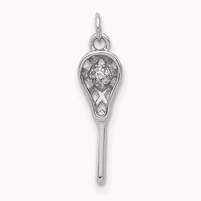 Diamond Lacrosse Stick Pendant, 14K White Gold